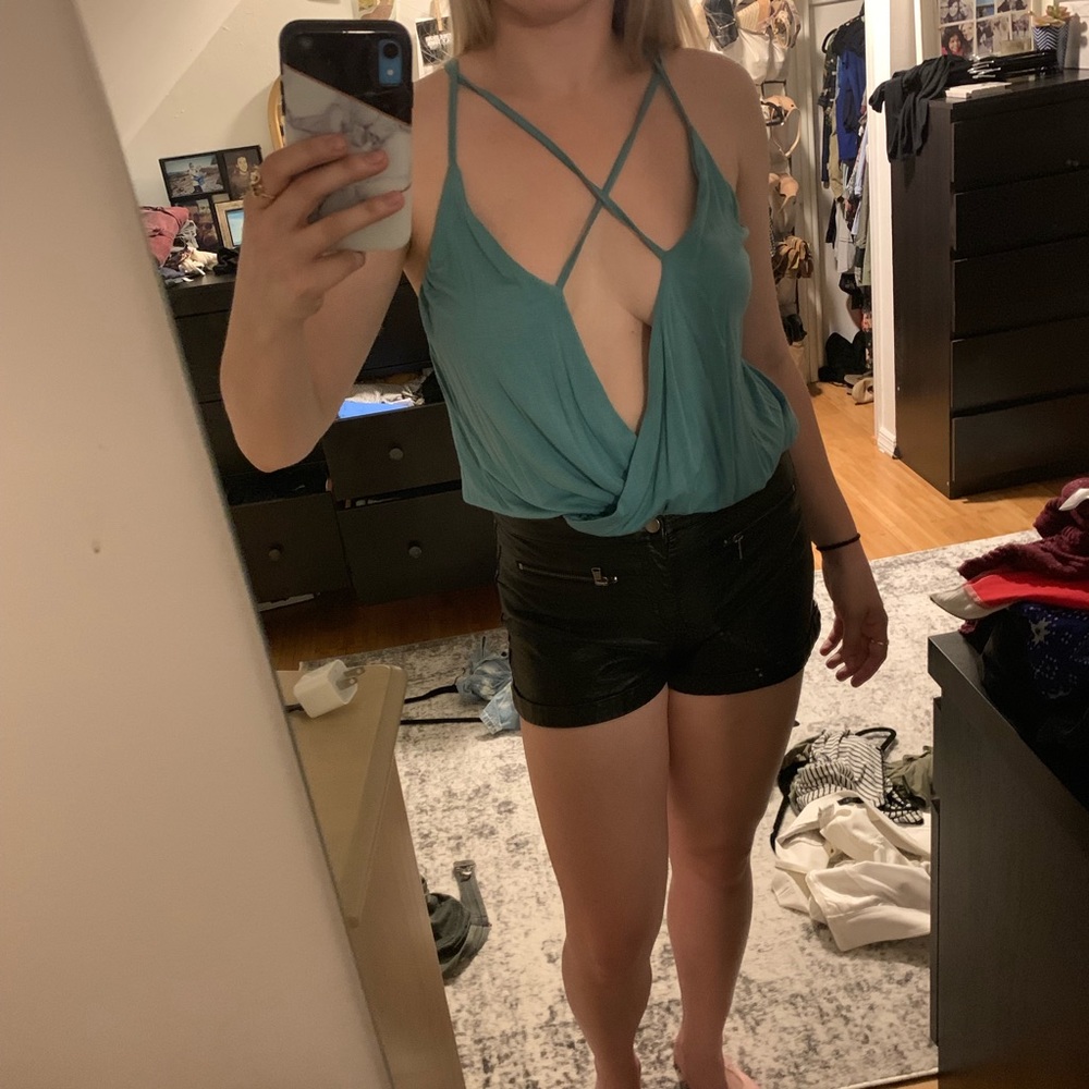 Tobi blue low cut bodysuit